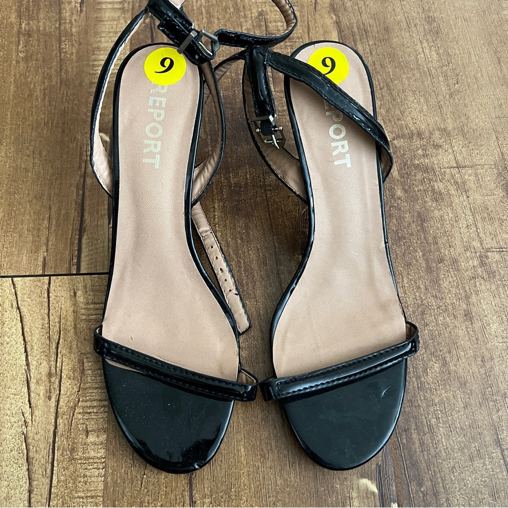 REPORT spiked-heel, sandal with buckle. Never worn.  Size 9.